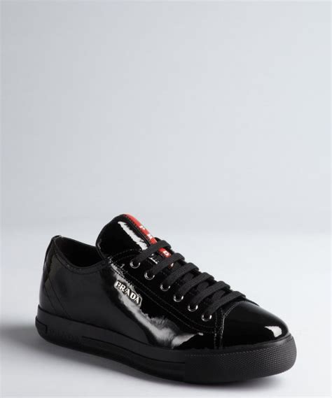 prada sport black leather lace up sneakers|black and white Prada sneakers.